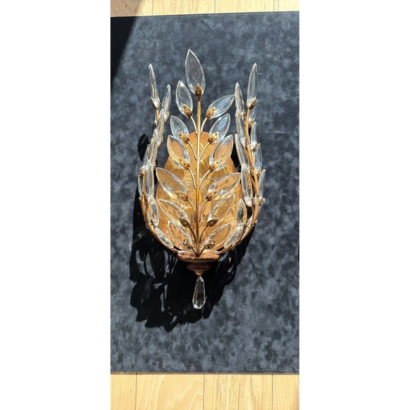 Fine Art Lamp Crystal Laurel Set of 2 Wall Sconces Heavy Cut Crystal Luxury - Picture 3 of 9